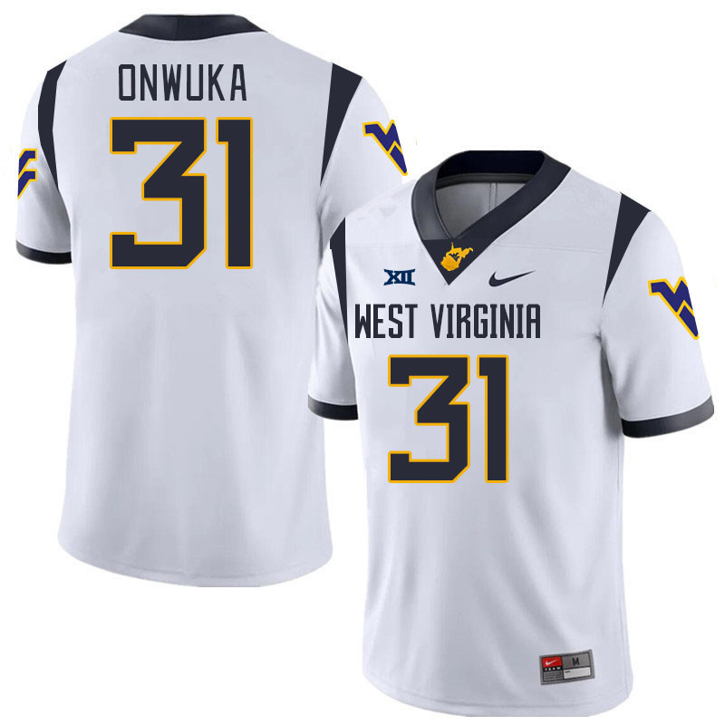 #31 Obinna Onwuka West Virginia Mountaineers College 2024 New Uniforms Football Jerseys Stitched Sale-White